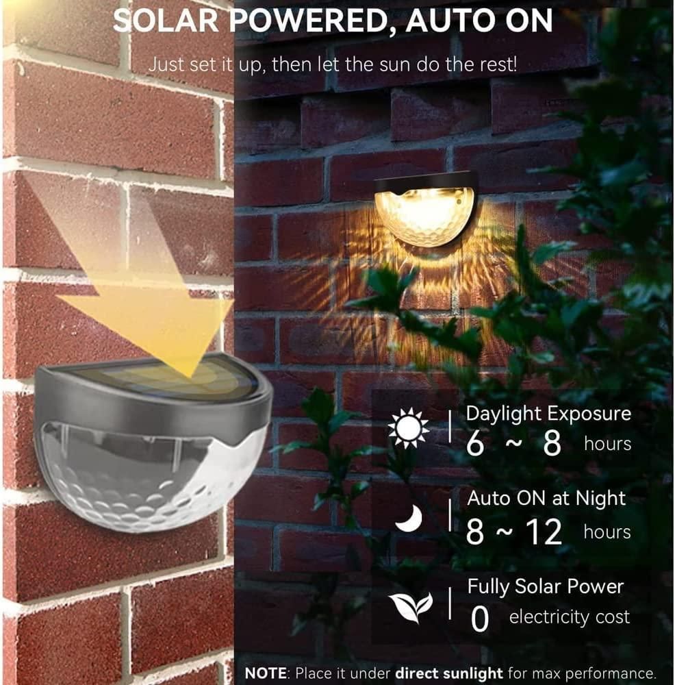 Solar Fence Lights - Modern Outdoor Lighting for Steps, Patios & Pathways (Pack of 4 / Pack of 8)