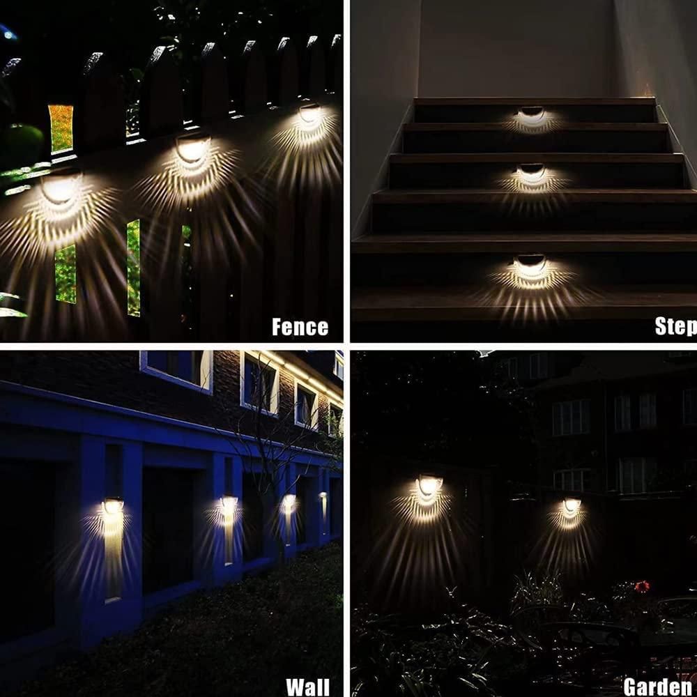 Solar Fence Lights - Modern Outdoor Lighting for Steps, Patios & Pathways (Pack of 4 / Pack of 8)